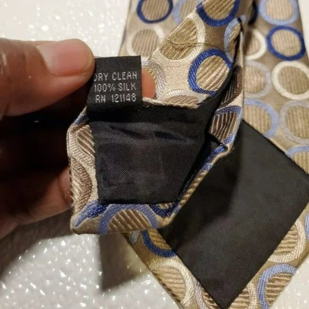 Arrow Usa 1851 Mens Silk Tie Beige With Blue & Ta… - image 3